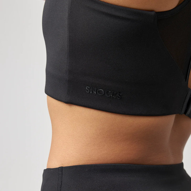 Sport-BH Mesh aus recyceltem Polyester Schwarz