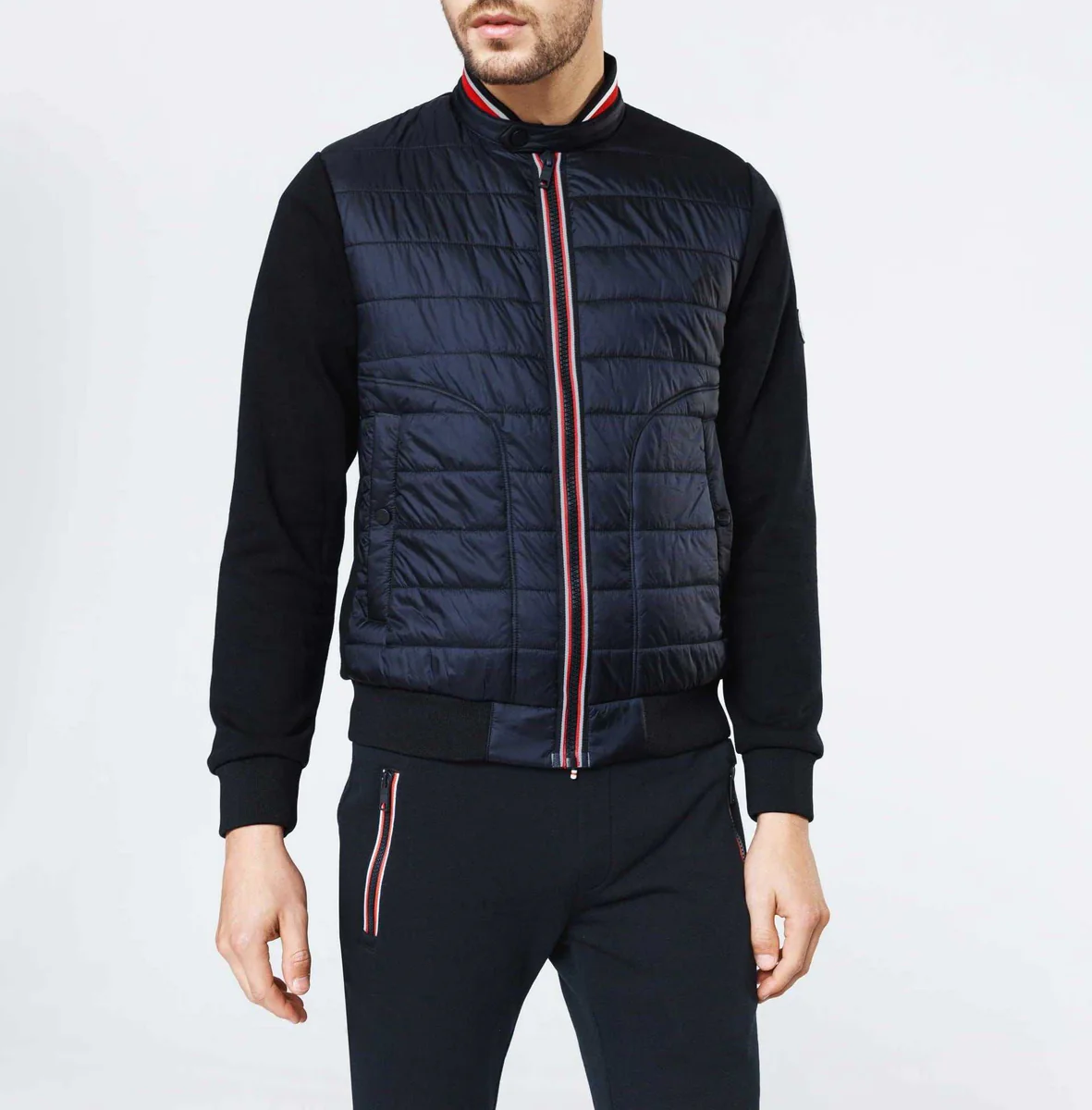 Sweat pull zippé col teddy marine 