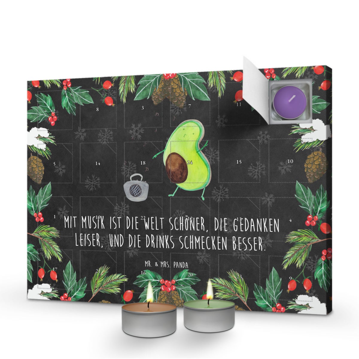 Mr. & Mrs. Panda Geurkaars Adventskalender Avocado Dansend - Zwart