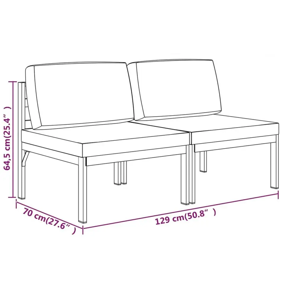 vidaXL - Tweezitsbank - Antraciet - Aluminium