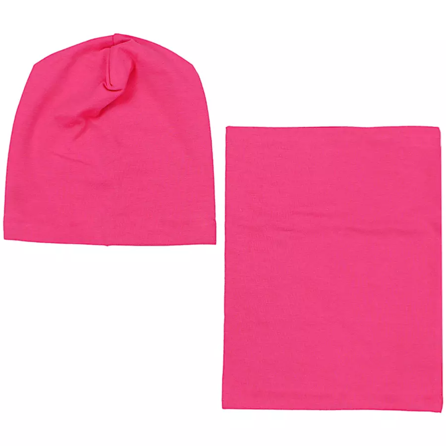TupTam Unisex Kinder Beanie Mütze Schlauchschal Set dunkelrosa