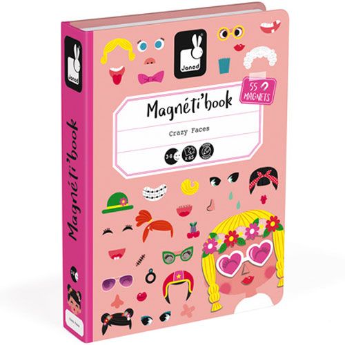 Janod magneetboek gekke gezichten meisjes - 55st