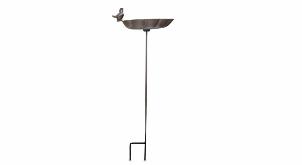 Abreuvoir oiseau sur pied fonte fonte marron 29x26x81cm