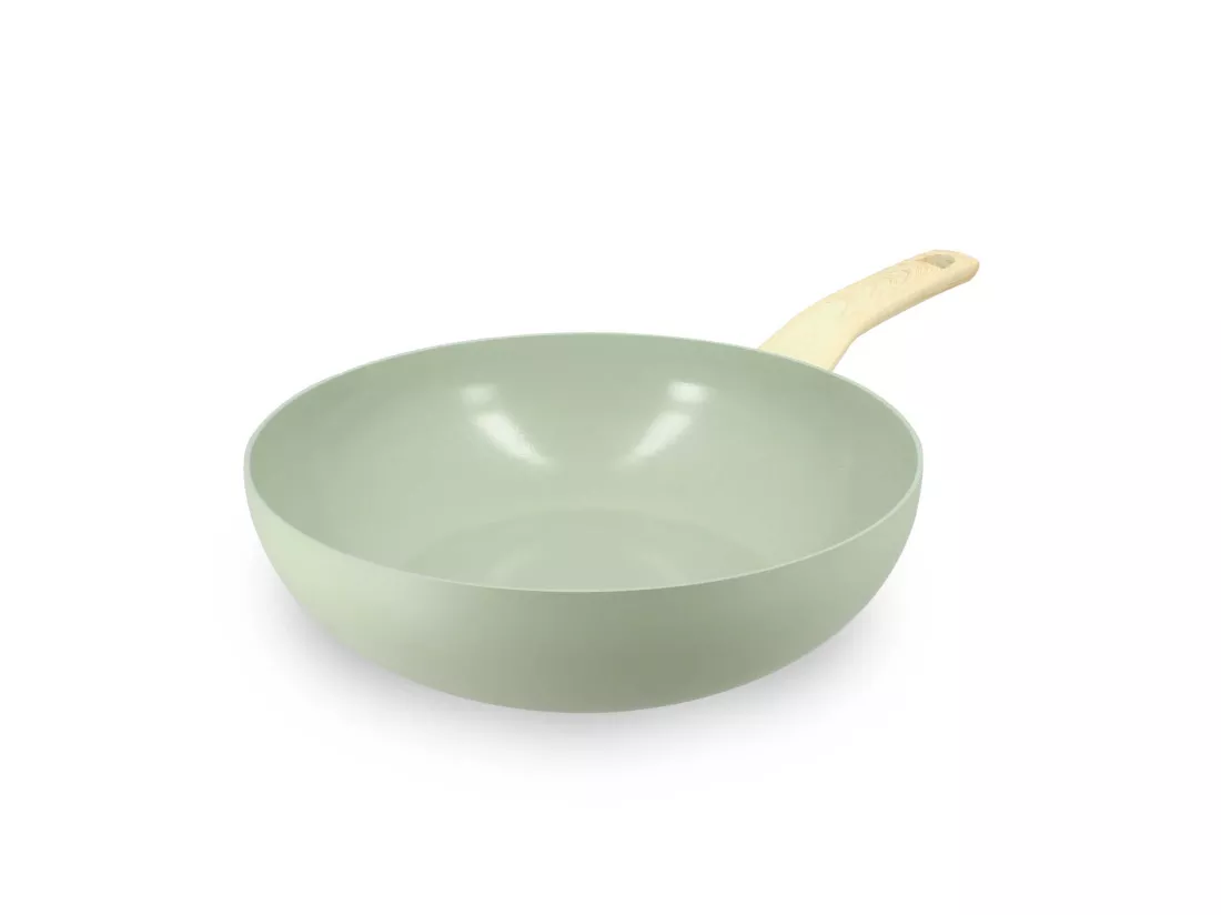Menastyl - Wok 28cm Colorama Celadon - En Aluminium - Revetement Antiadhesif En Ceramique