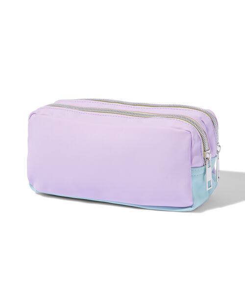 trousse à double zip lilas