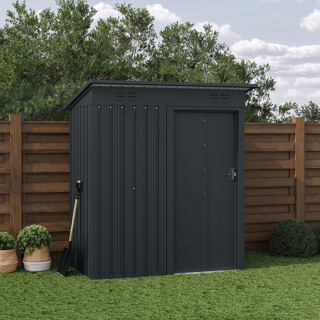STEELSØN Talonix Gerätehaus Metall – Geräteschuppen mit Pultdach – Gartenhaus 184x85x149cm (HxTxB) – Gartenschuppen Anthrazit – Gartenhütte Zinkstahlrahmen – Gerätehütte rostfrei – Schuppen Garten