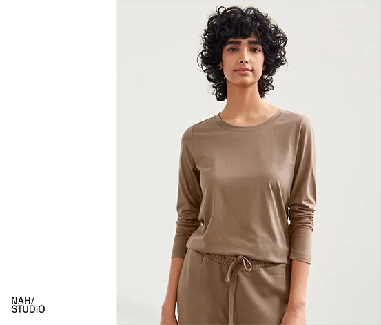 NAH/STUDIO Longsleeve | nachhaltige Baumwolle, hazelnut