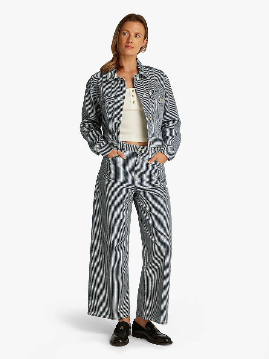 TOMMY HILFIGER<br>Calça jeans listrada larga