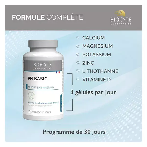 Biocyte Ph BASIC Suplemento Mineral para Auxílio no Metabolismo Ácido-Base - 90 Cápsulas