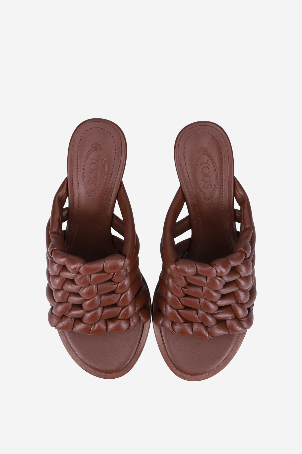 Leather braided heeled sandals