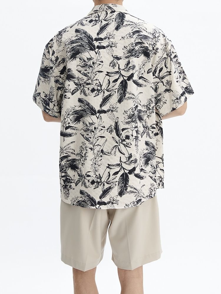 Zentrus - T-shirt met korte mouwen, kraag en bloemenprint / effen T-shirt met ronde hals