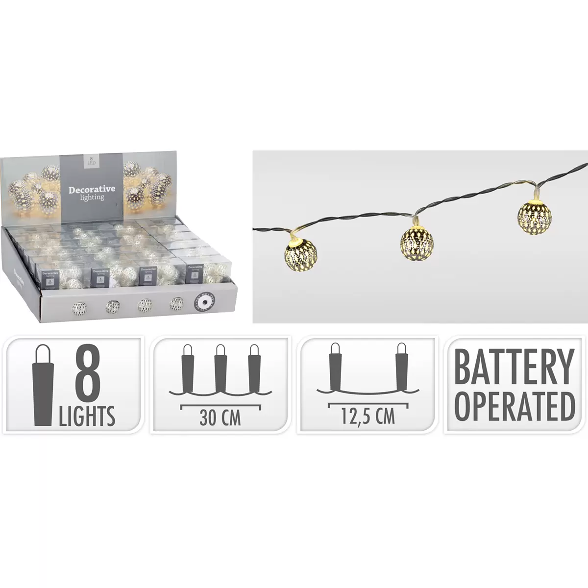 LED Lichterkette Metall-Balls Silber