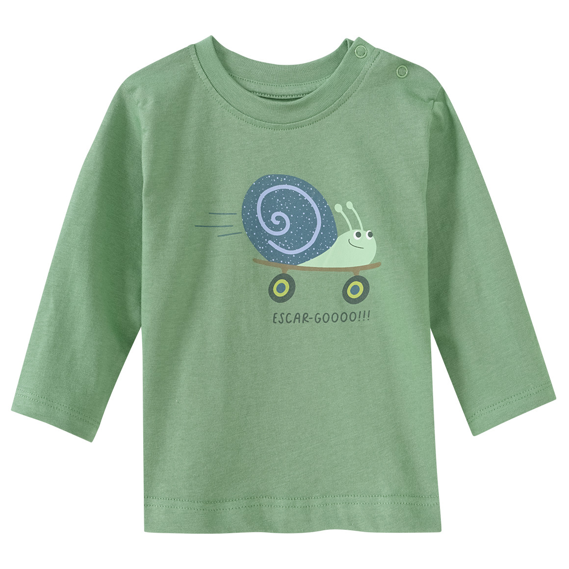 Topomini 2 Baby Langarmshirts aus Bio-Baumwolle grün / creme