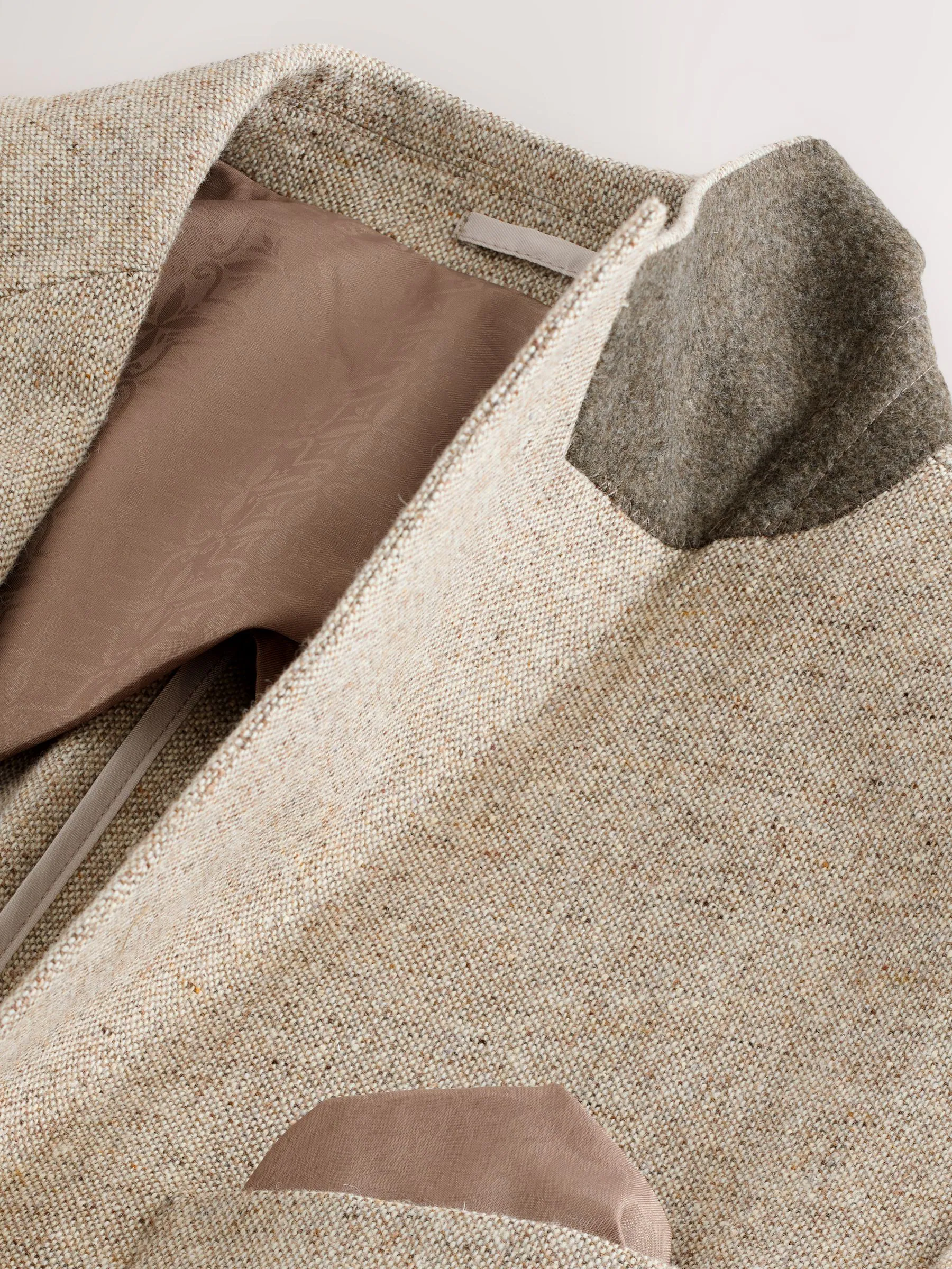 Pastelgeel - Slim Fit Wool Blend Donegal Suit Jacket