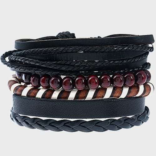 Lot De 5 Bracelets City Noir Marron