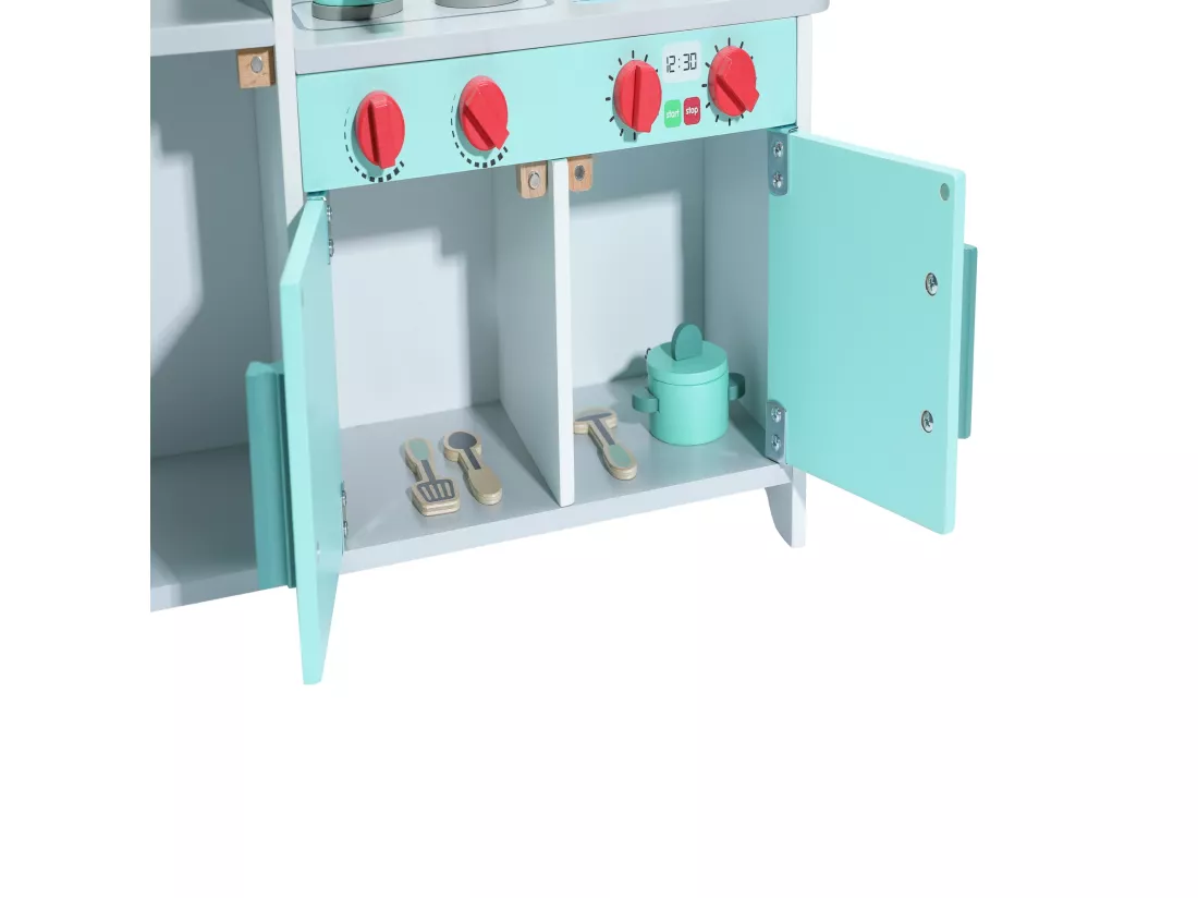 Cuisine Enfant Multifonctionnelle 5 en 1 - ORYXEARTH - Vert - 47.8x17x40.3cm - 3,35kg - Bois