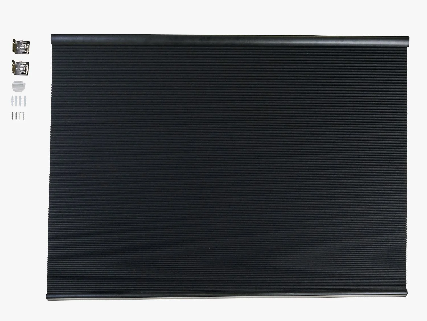 Lystett dobbel plisségardin svart - 140x160 cm
