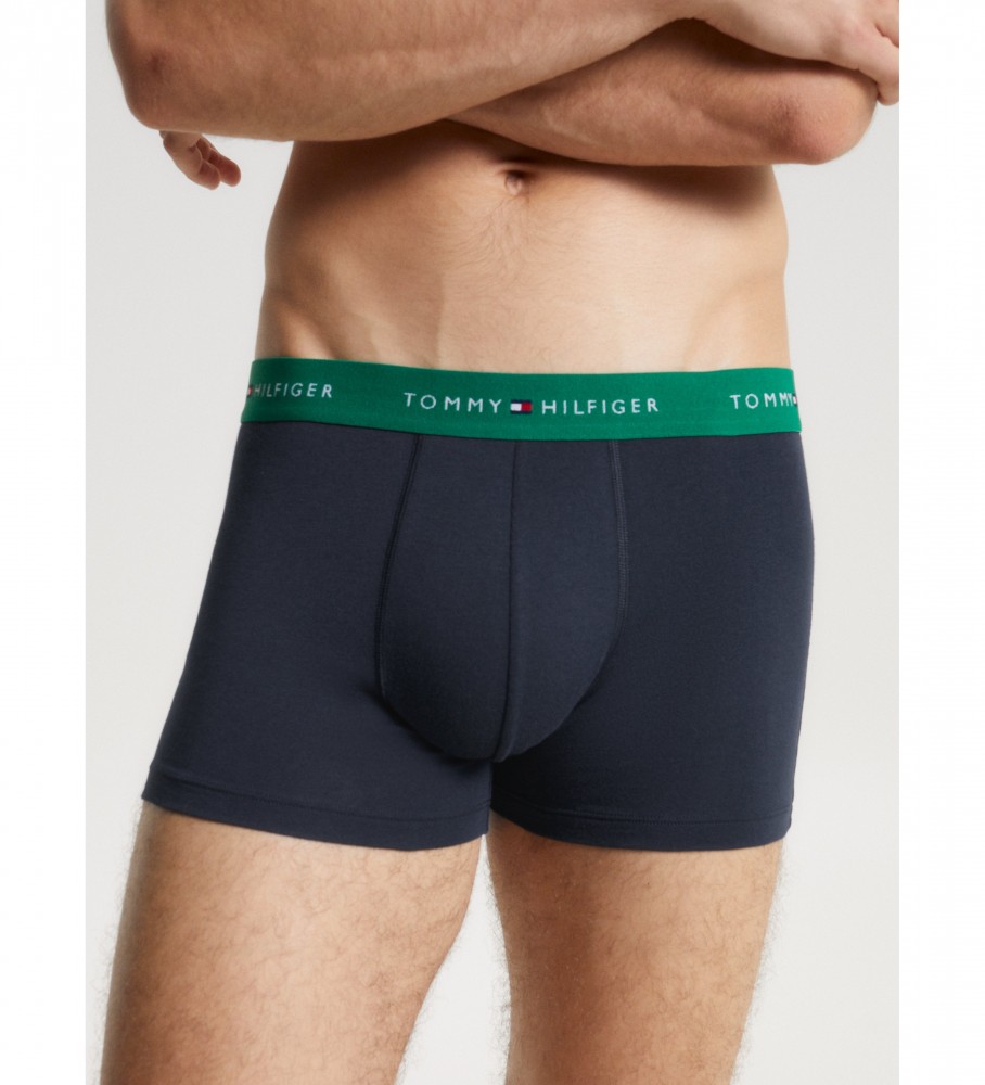 Conjunto de 3 cuecas boxer Tommy Hilfiger Essential com inscrição azul-marinho