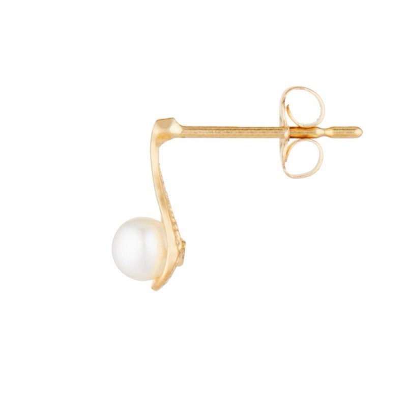 Boucles d'oreilles or jaune et Perles de culture blanches 