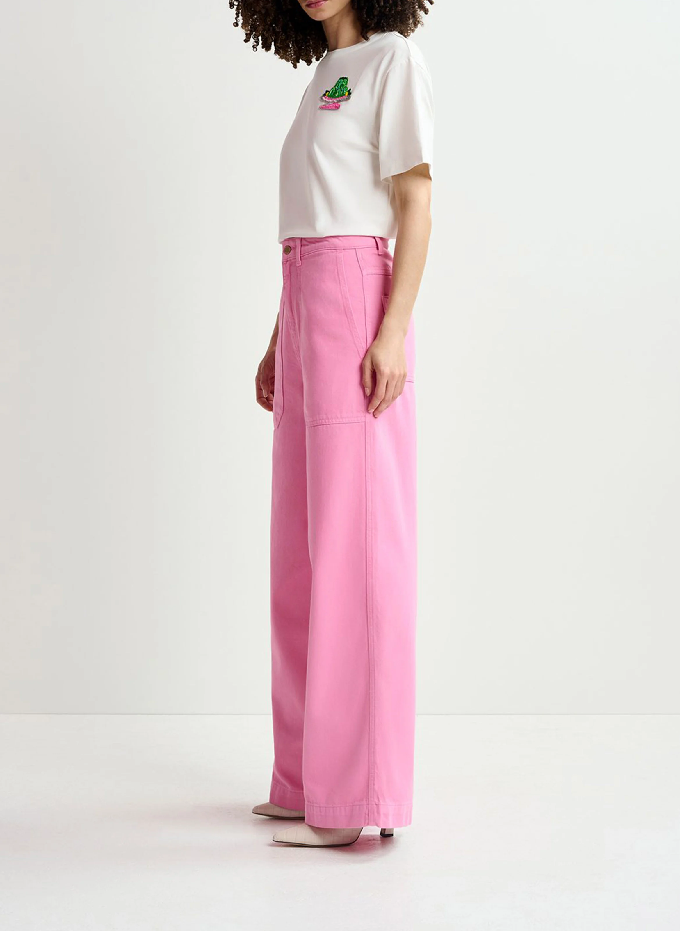 HOMERUS - Jean large taille haute | Rose