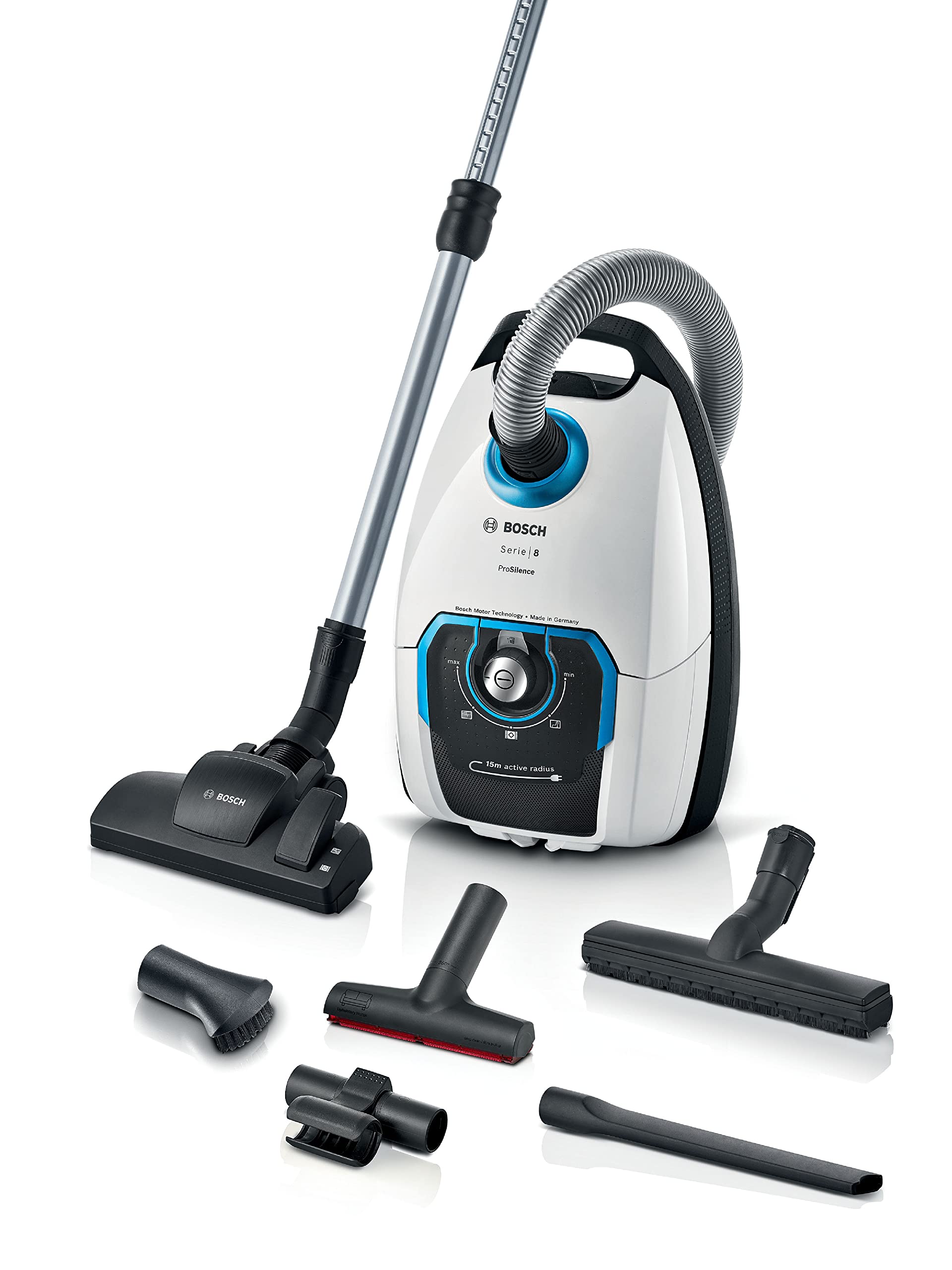 Bosch Aspirateur avec Sac ProSilence Série 8 BGB75XSIL, aspirateur traîneau, idéal pour Les Personnes allergiques, Filtre hygiénique, Garantie Moteur,