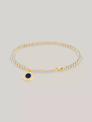 Pulseira banhada a ouro com pingente oval de cristal