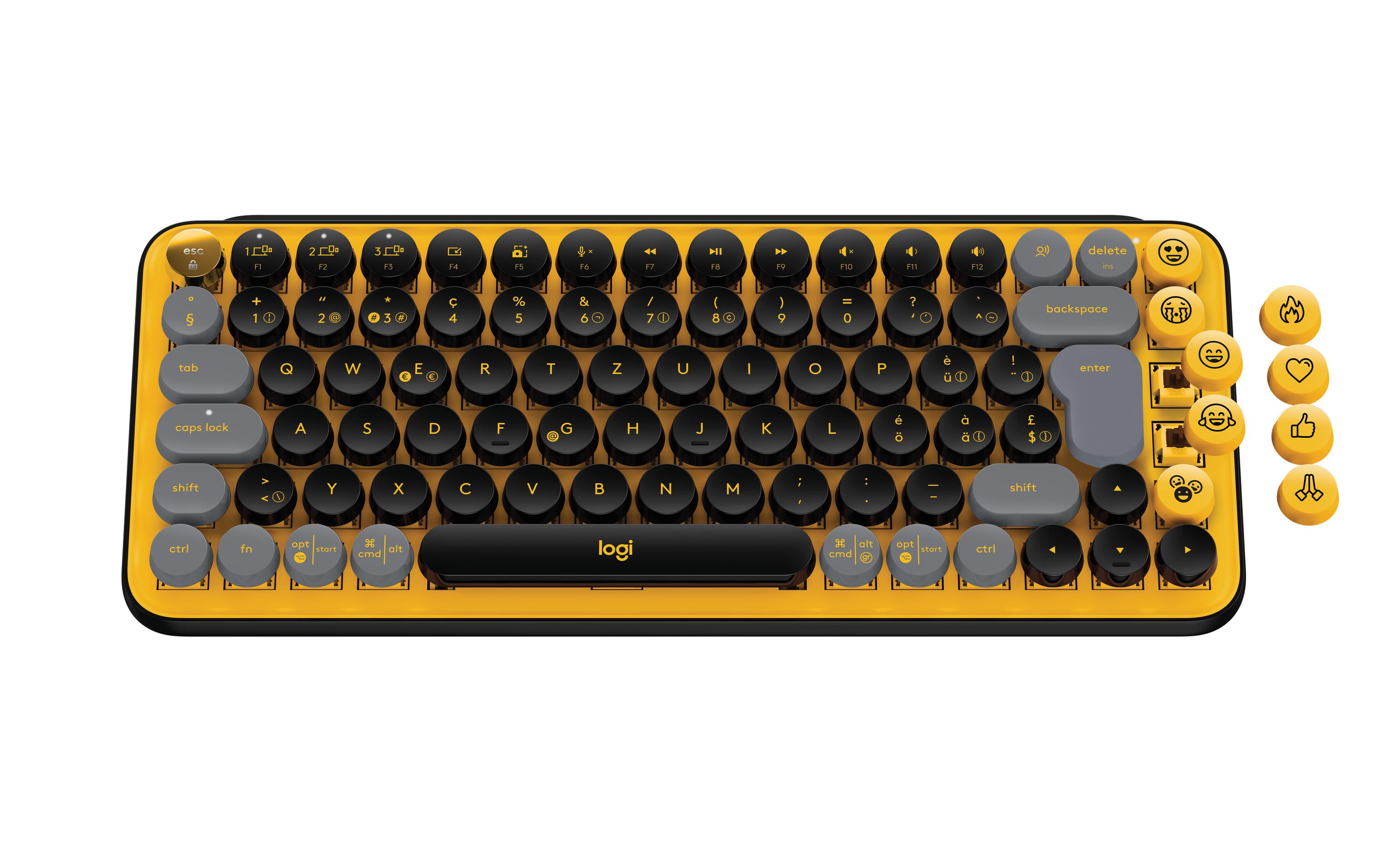 Tastatur POP Keys Blast Yellow<br>Kabellose mechanische Tastatur mit austauschbaren Emoji-Tasten