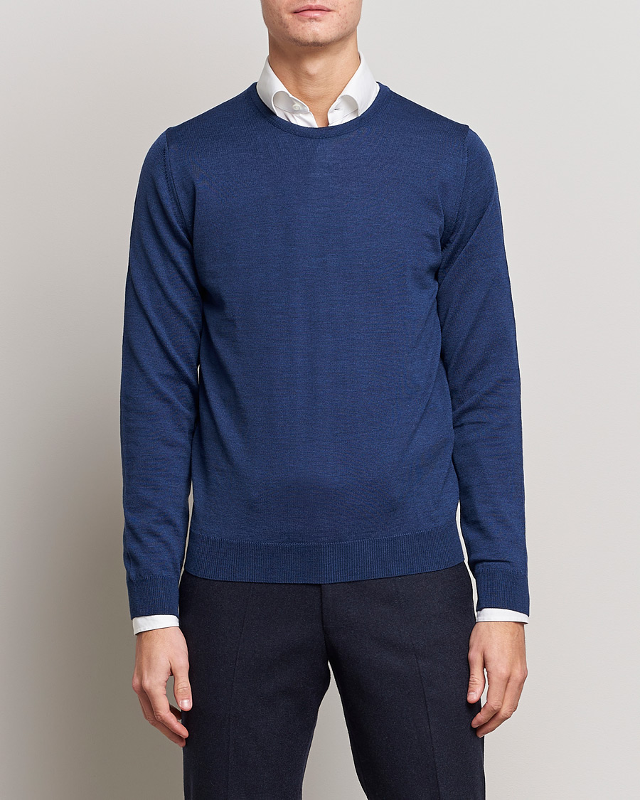 Stenströms Merino Crew Neck Blue