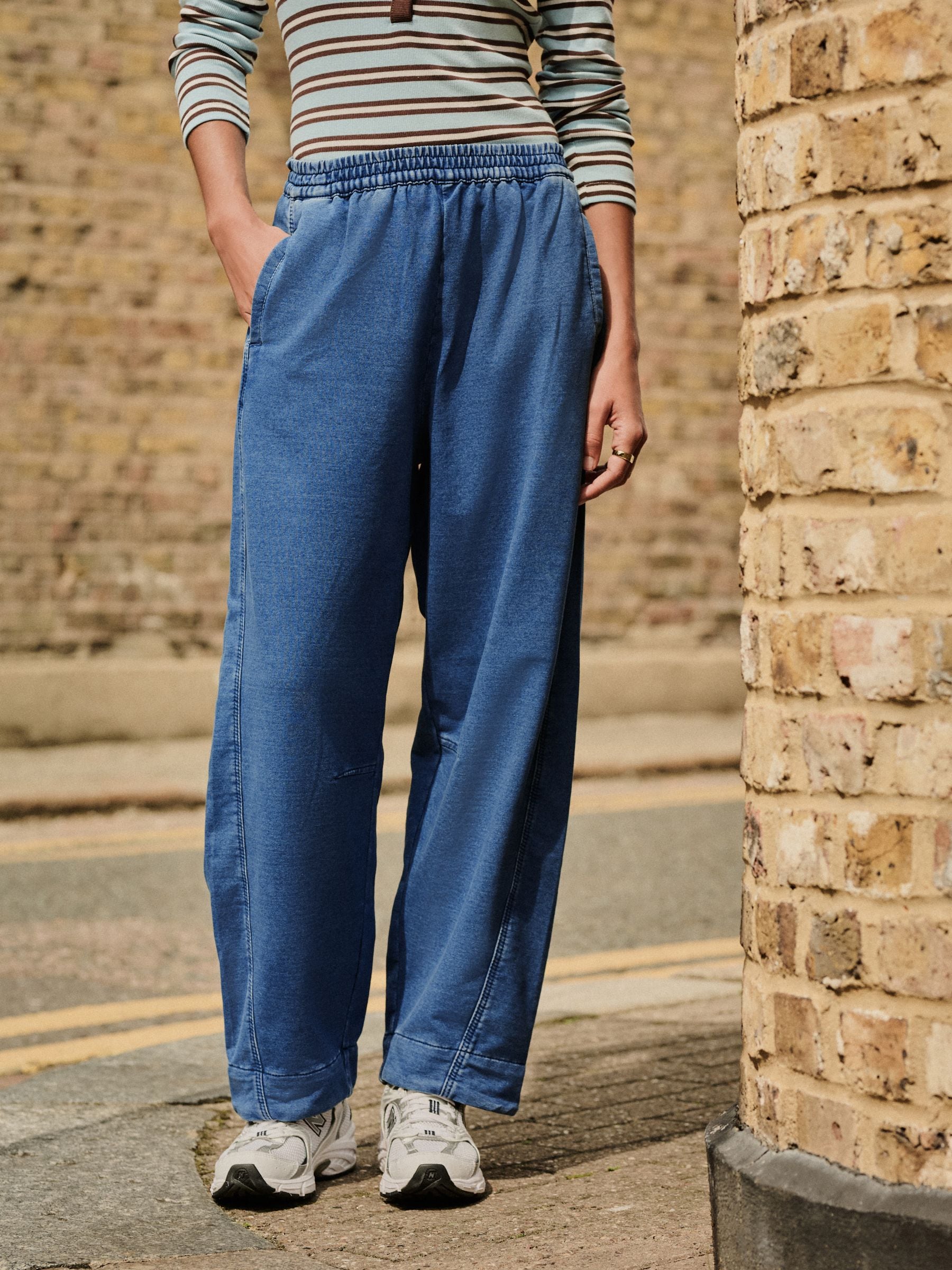Normaal blauw - Denim Jersey Broeken met Barrel jeans
