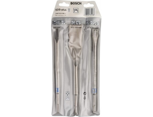 BOSCH B/S/H - Kit de 3 burins sds plus (pointu, plat, carrelage) bosch