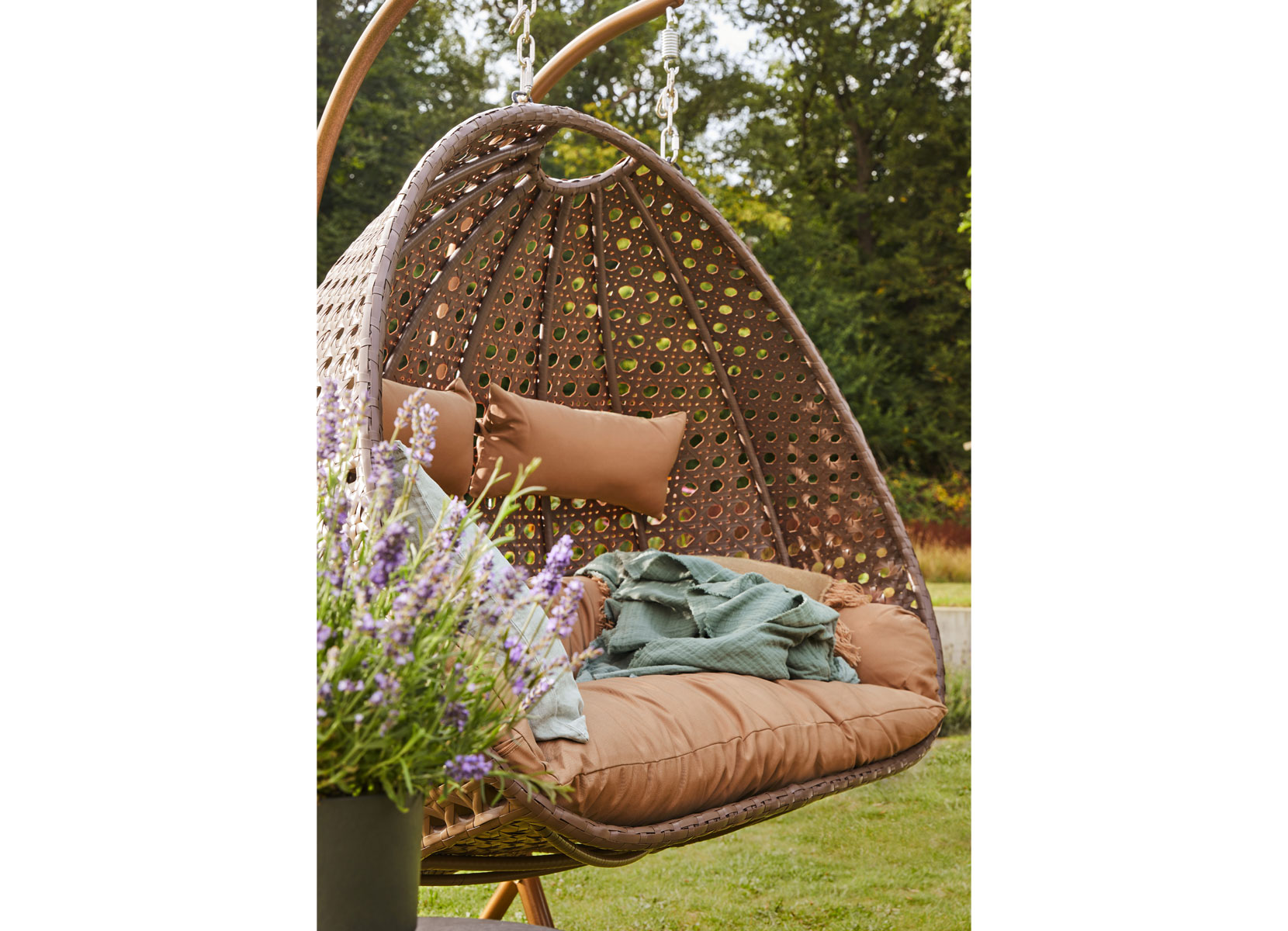 Home Deluxe TWIN Polyrattan-Hängesessel für 2 Personen Braun