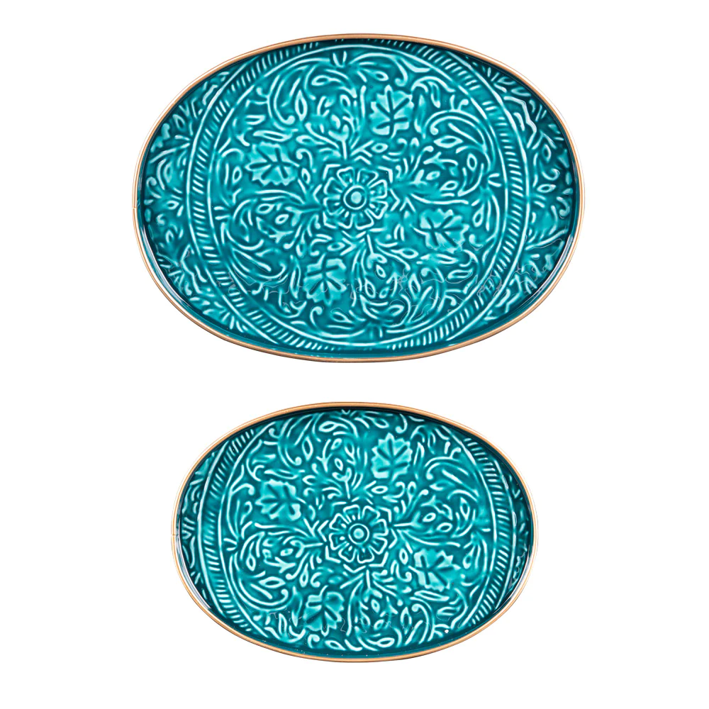 Set de 2 plateaux ovales Tosca bleu Table passion