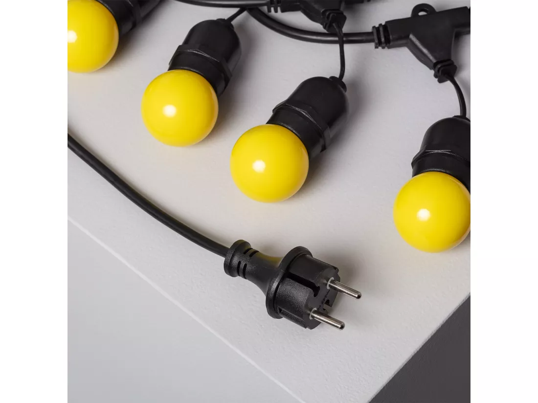 Kit Guirlande Waterproof 5.5m Noire + 8 Ampoules LED E27 G45 3W de Couleurs Jaune