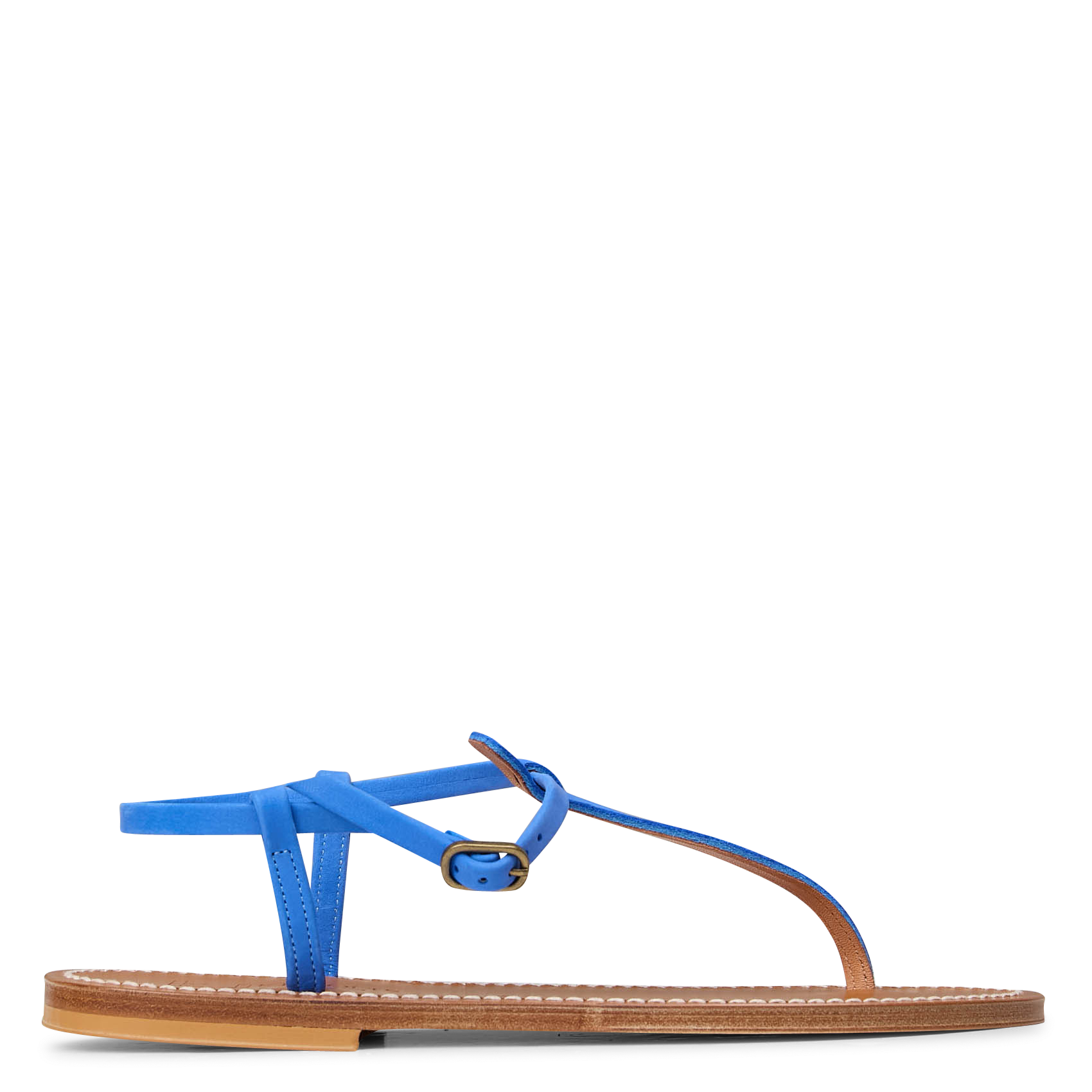 PICON - Sandales plates entre doigt en cuir | Bleu