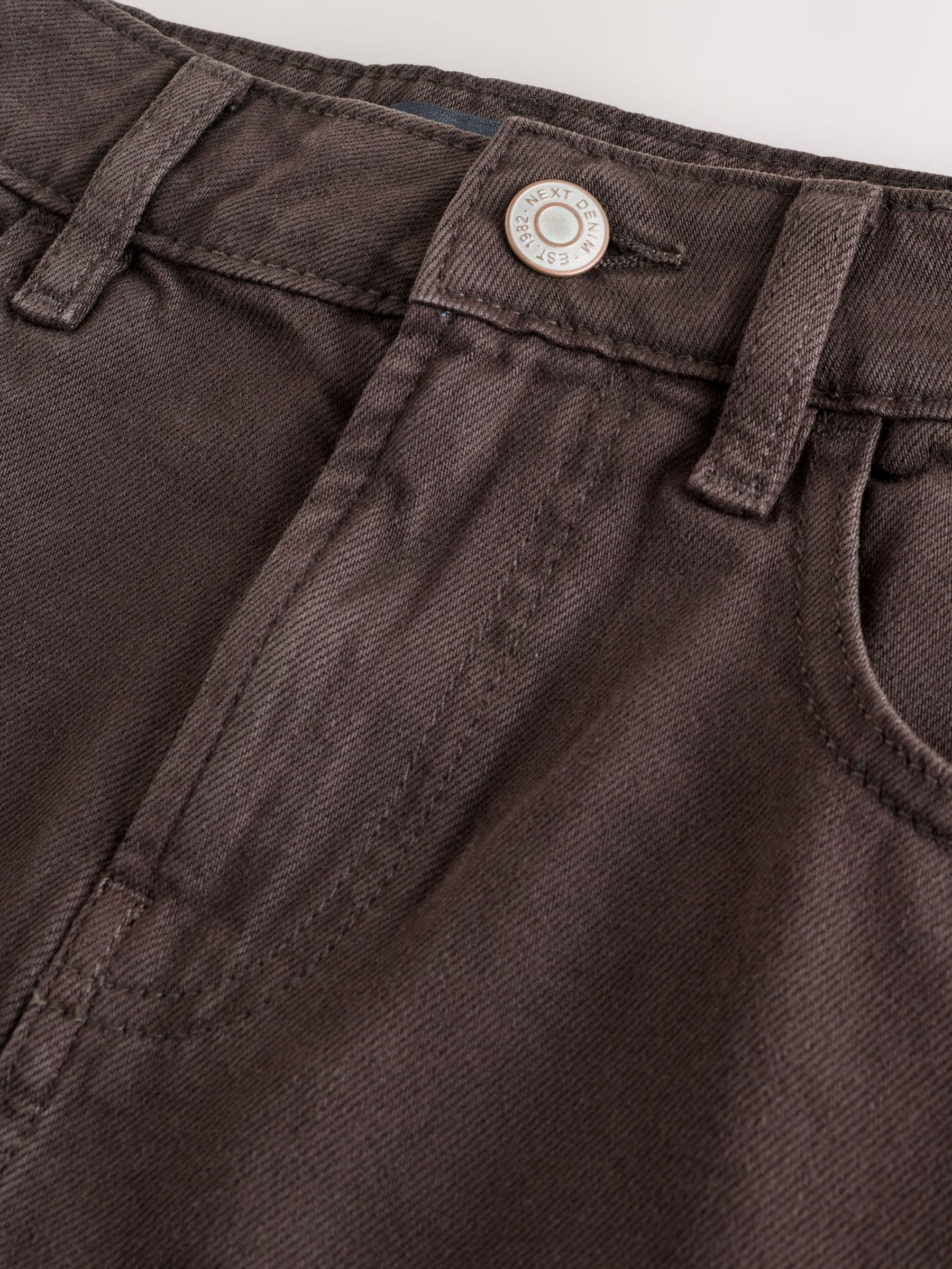 Chocoladebruin - Geplooide denim minirok