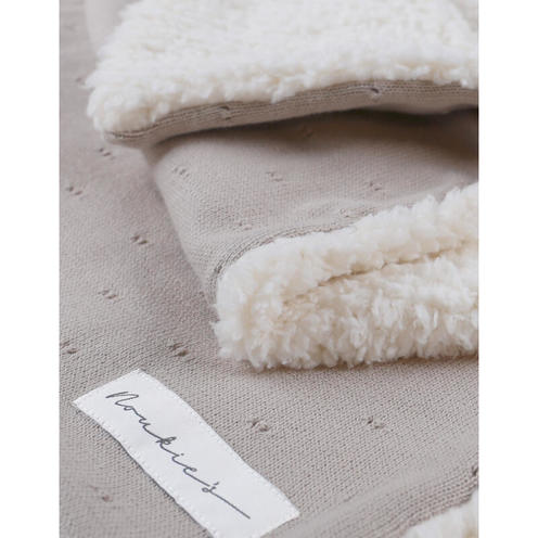 Couverture tricot avec sherpa 75x100 - Tender beige - NOUKIE 'S