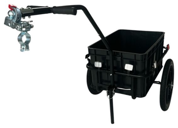 Remorque vélo 70L Bagages Remorque vélo avec caisse Trolley   Réflecteurs - Noir