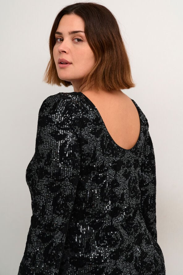 Kaffe Curve KCBrit Sequin Dress Black/dark silver sequin