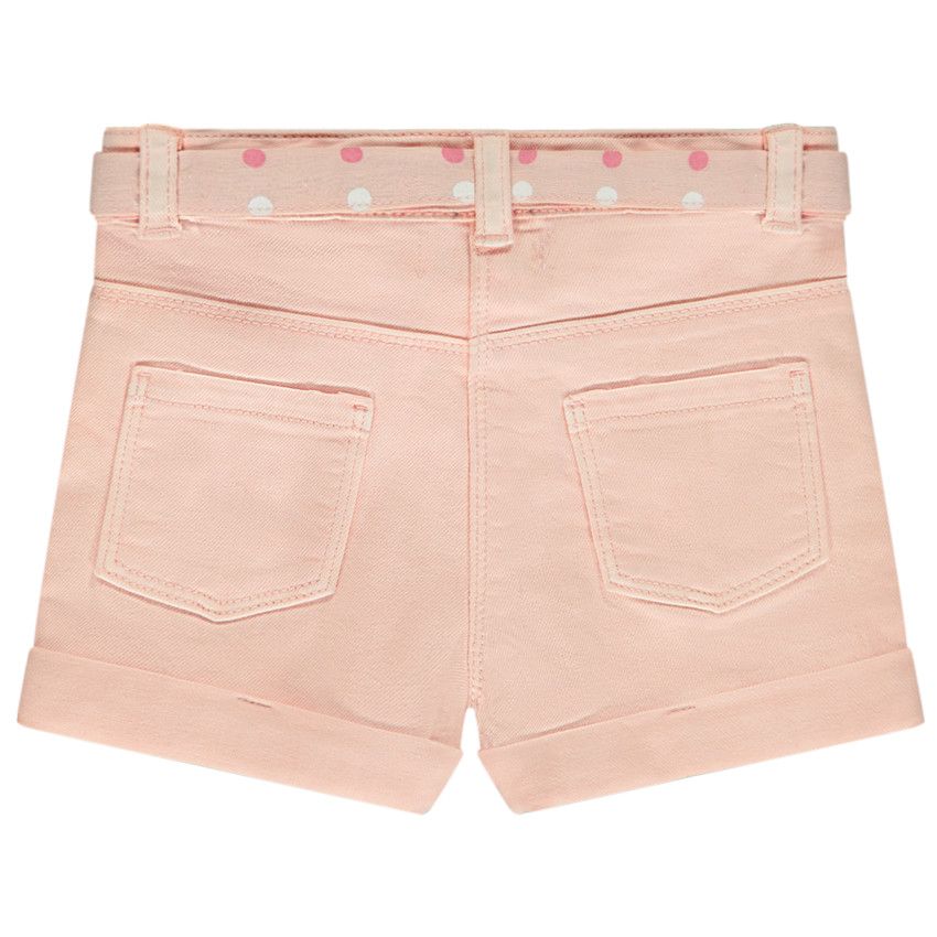 Short en jean avec ceinture à nouer et sequins pour bébé fille - Rose