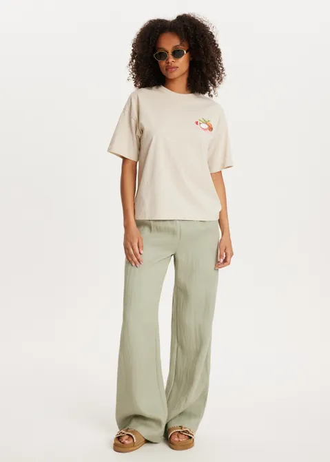 T-shirt met print coconut zand (ZND.L)