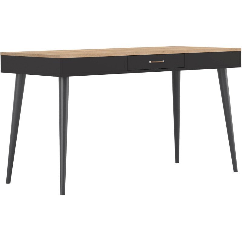 Bureau Horizon chêne clair 134 x 59 cm piètement bois massif avec tiroir
