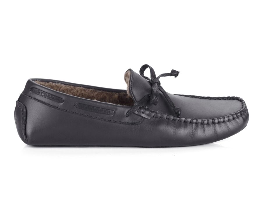 Chaussons homme cuir Noir