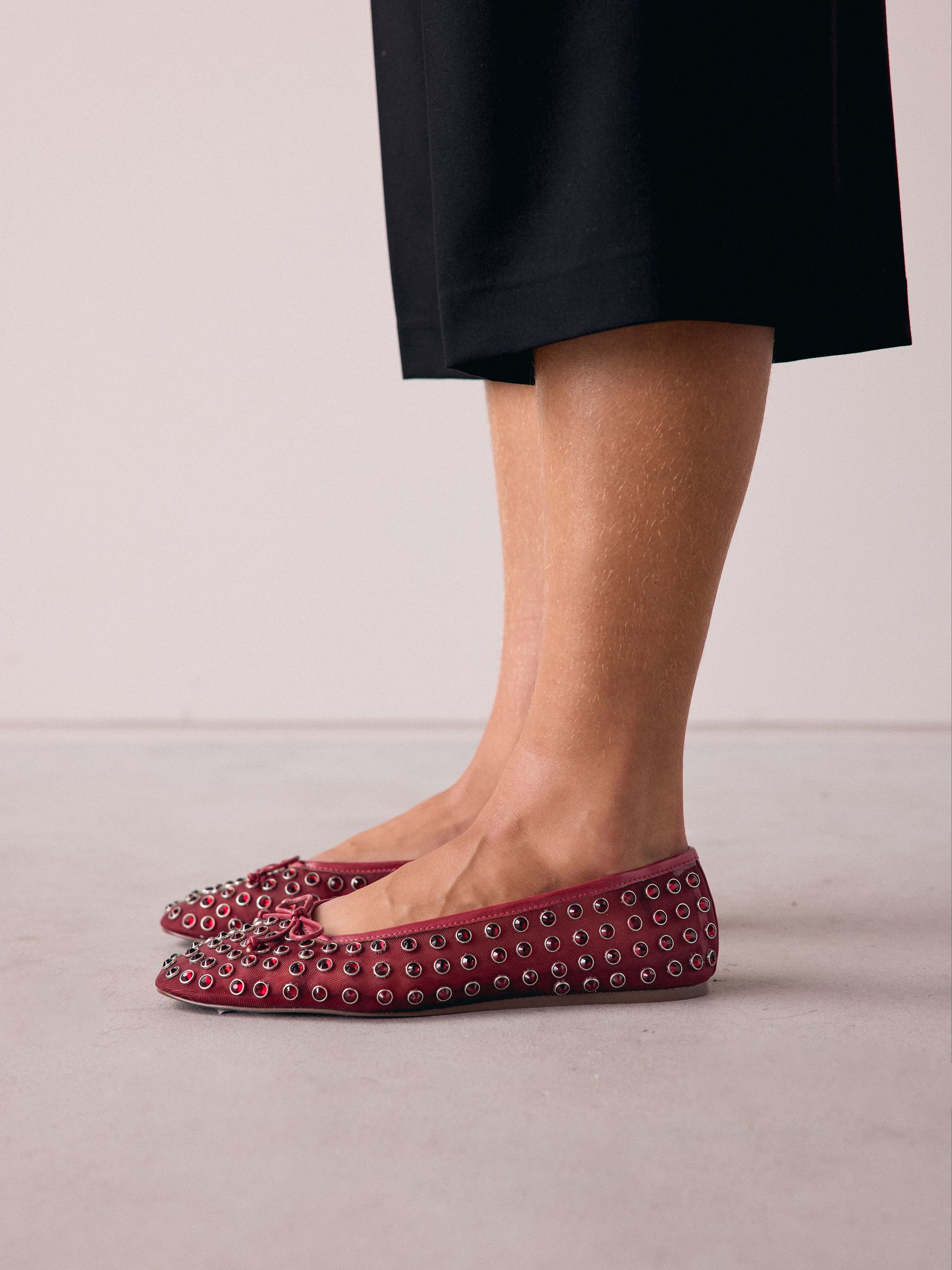 Rood - Forever Comfort® Mesh Jewelled Ballerina Shoes