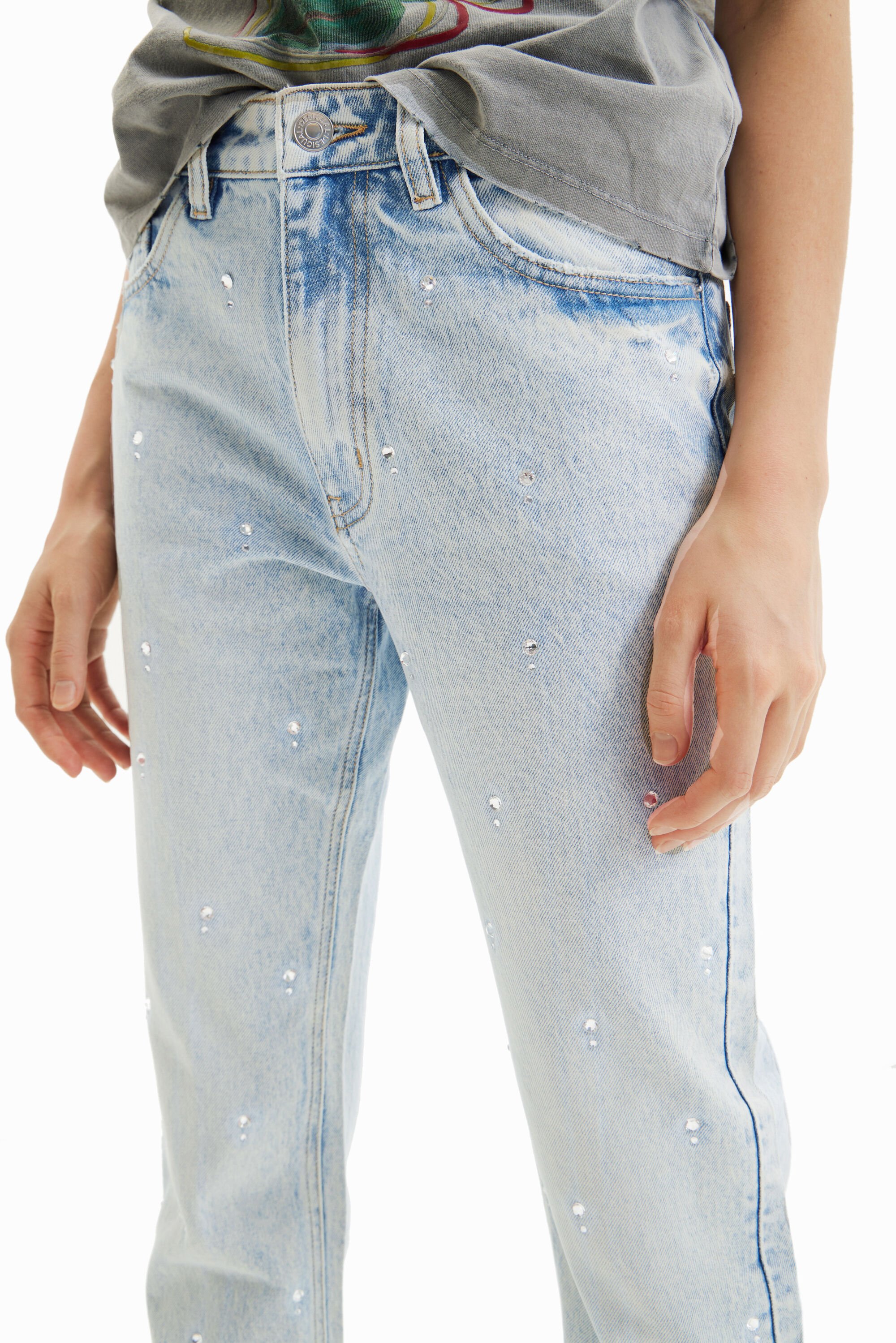 Jean droit strass