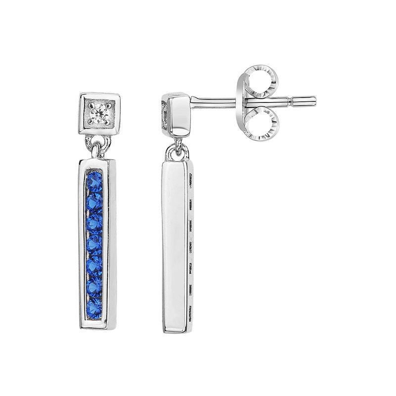 Boucles d'oreilles pendantes en Argent avec spinelle bleu saphir