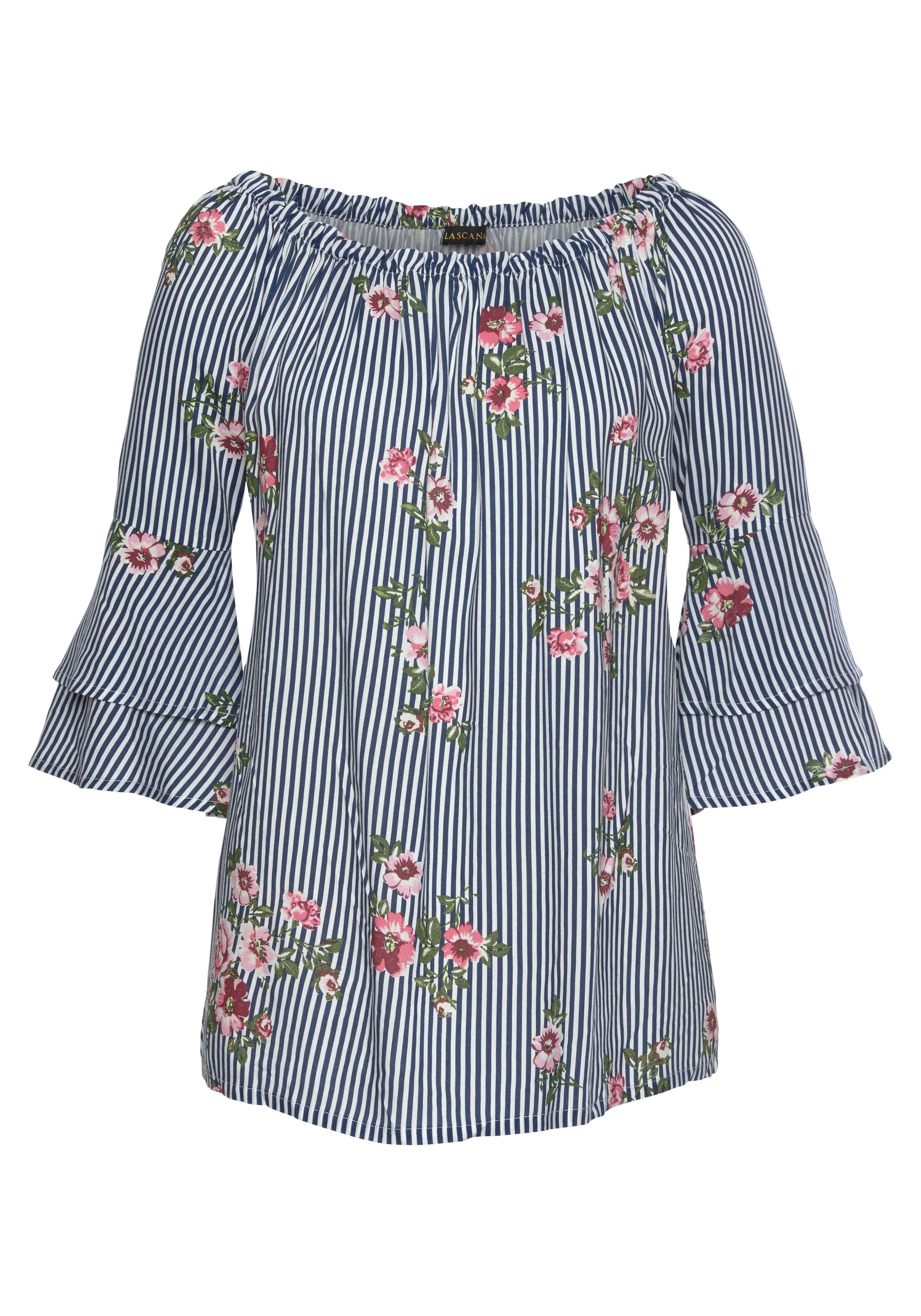 LASCANA Carmenbluse , mit modischem Druck, Damenbluse, schulterfrei, casual