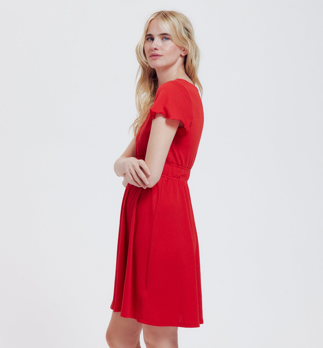 Robe manches courtes Femme - Rouge