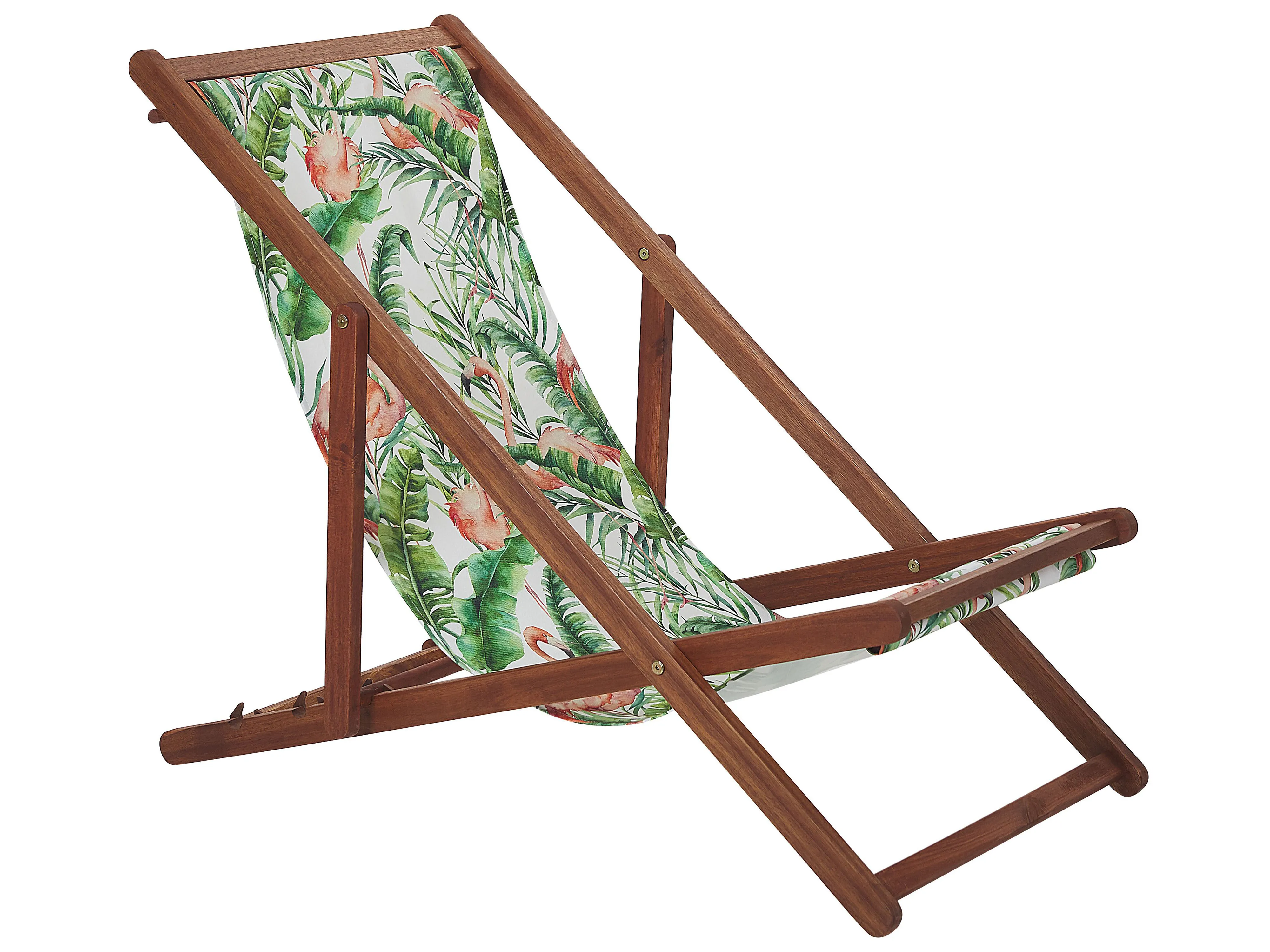 Set van 2 inklapbare ligstoelen ANZIO met vervangingshoezen Dieren motief Acaciahout Donkerbruin