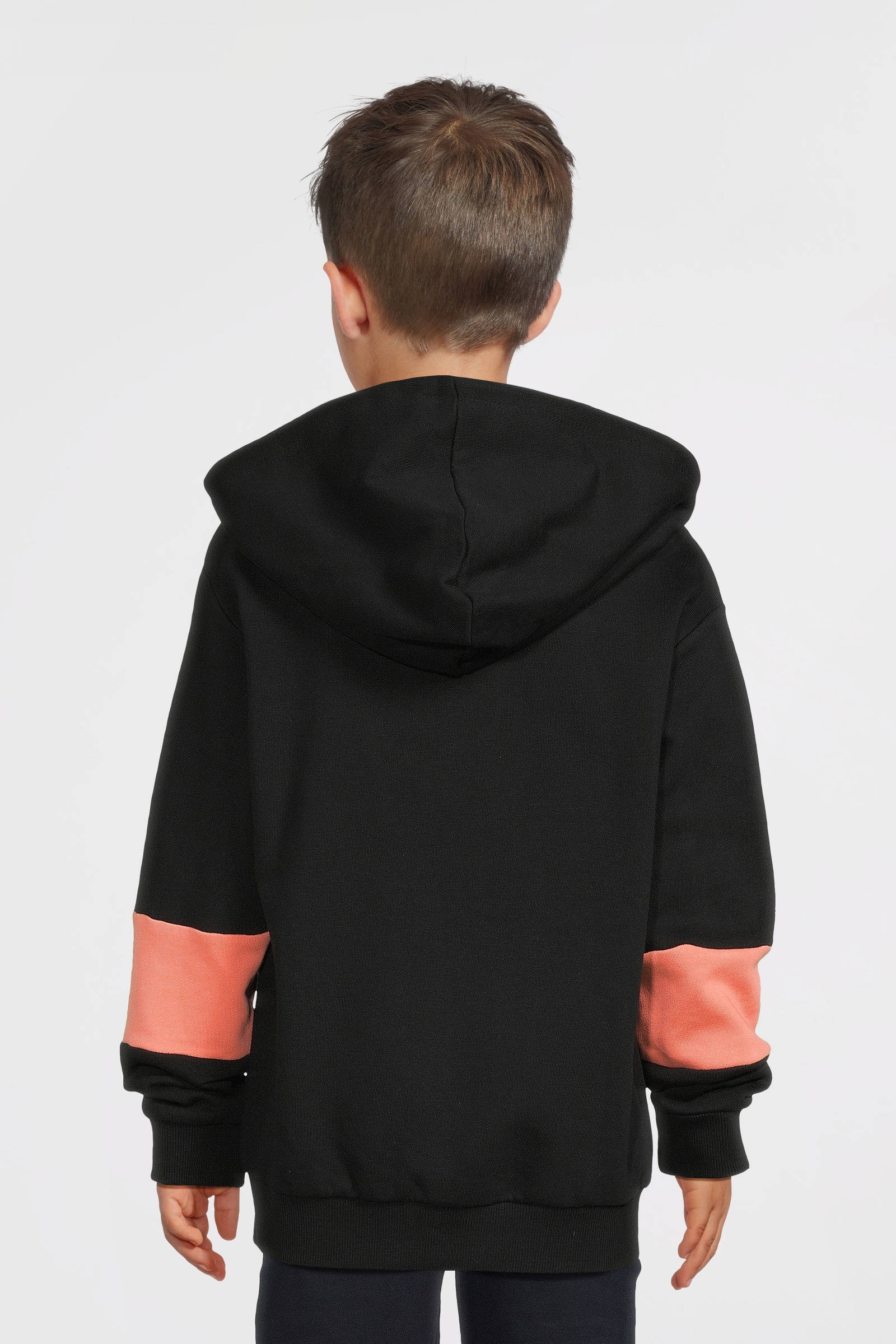 NAME IT sweatvest NKMNOKAS zwart/koraaloranje