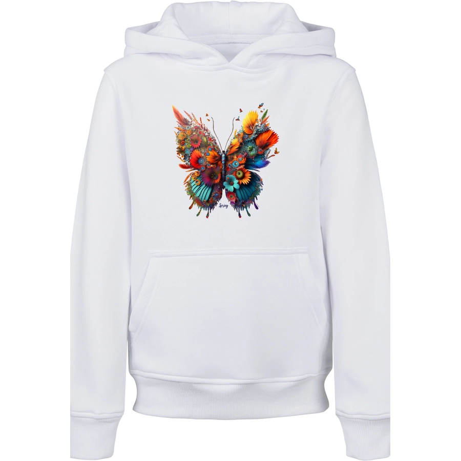 F4NT4STIC Hoodie Schmetterling Blumen weiß